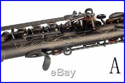 100% New Professional Bb Antique Matt Black Soprano Saxophone With Case