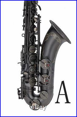100% New Professional Bb Matt Black Surface Black Key High F# Tenor Saxophone