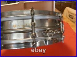 1920'S LUDWIG COB 4x14 CHROME OVER BRASS SNARE DRUM 10 TUBE LUGS SOUNDS AMAZING