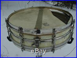1920s Ludwig drums 4x14 vintage chrome over brass snare drum 8 tube lug player