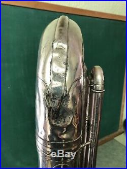 1921 C. G. Conn Silver Plated Tuba & Wooden Case