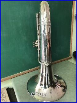1921 C. G. Conn Silver Plated Tuba & Wooden Case
