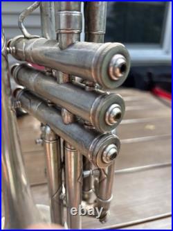 1923 Frank Holton-Clarke Bb Cornet Elkhorn WI Silver Plate Serial 60786 + Case