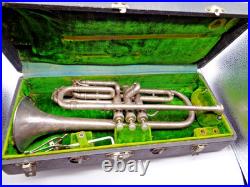 1923 Frank Holton-Clarke HC Cornet Elkhorn WI Silver Plate Serial 60986 + Case