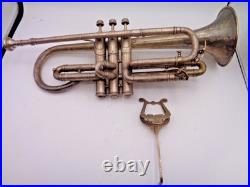 1923 Frank Holton-Clarke HC Cornet Elkhorn WI Silver Plate Serial 60986 + Case