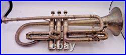 1923 Frank Holton-Clarke HC Cornet Elkhorn WI Silver Plate Serial 60986 + Case
