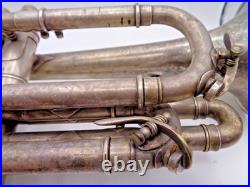 1923 Frank Holton-Clarke HC Cornet Elkhorn WI Silver Plate Serial 60986 + Case