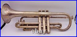 1923 Frank Holton-Clarke HC Cornet Elkhorn WI Silver Plate Serial 60986 + Case