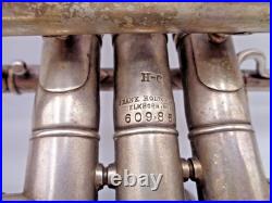 1923 Frank Holton-Clarke HC Cornet Elkhorn WI Silver Plate Serial 60986 + Case