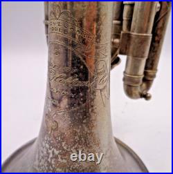 1923 Frank Holton-Clarke HC Cornet Elkhorn WI Silver Plate Serial 60986 + Case