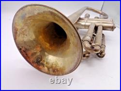 1923 Frank Holton-Clarke HC Cornet Elkhorn WI Silver Plate Serial 60986 + Case