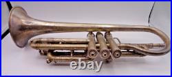 1923 Frank Holton-Clarke HC Cornet Elkhorn WI Silver Plate Serial 60986 + Case