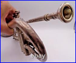 1923 Frank Holton-Clarke HC Cornet Elkhorn WI Silver Plate Serial 60986 + Case