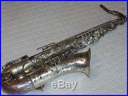 1929 Buescher True Tone Tenor Saxophone, Silver, Snap Pads, Plays Great