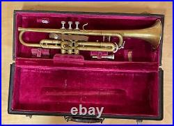 1931/32 Buescher Model 2 Low Pitch Raw Brass Trumpet Original Case 2 Mouthpieces