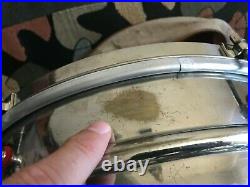 1939 1930's 30's VINTAGE 14 x 5 LUDWIG NOB NICKLE OVER BRASS SNARE DRUM W CASE