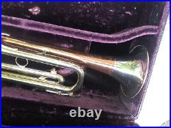 1957 HOLTON SUPER COLLEGIATE SILVER, BRASS & COPRION BELL TRUMPET withCONN 5 MPC