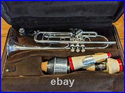 2003 Bach Stradivarius Trumpet Model 43 570304 Silver with Ivory Pads and 3 Mutes