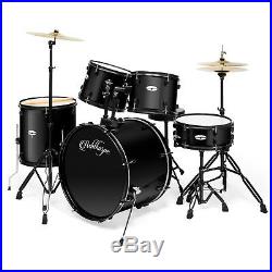 5-Piece Complete Full Size Pro Adult Drum Set Kit with Genuine Remo Heads