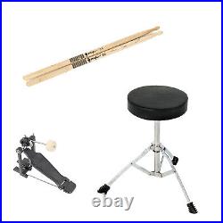 5 Pieces 22 Full Size Adult Drum Set Stool Cymbal Adjustable Throne Stick Pedal