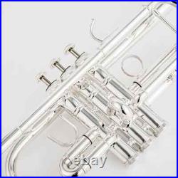 9445CHS C Flat Brass Silver Plated Musical Instruments trumpet with Leather Case