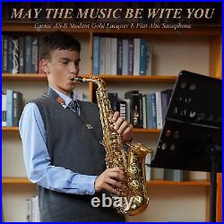 Alto Saxophone E Flat F Key Gold Lacquer Student SAX Bundle Kit