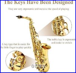 Alto Saxophone E Flat F Key Gold Lacquer Student SAX Bundle Kit