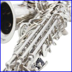 Alto Saxophone Sax Brass Carved Pattern on Surface with Cleaning Kit Silver