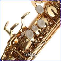 Ammoon Brass Straight Soprano Sax Saxophone Bb B Flat with Carrying Case B1C0