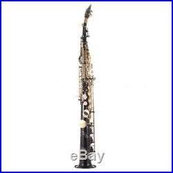 Ammoon Brass Straight Soprano Sax Saxophone Bb B Flat with Case Musical Gift
