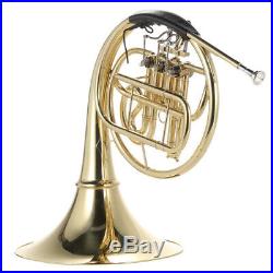 Ammoon French Horn B/Bb Flat 3 Key Brass Gold Lacquer Single-Row +Case Accessory