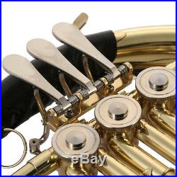 Ammoon French Horn B/Bb Flat 3 Key Brass Gold Lacquer Single-Row +Case Accessory