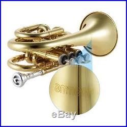 Ammoon Pocket Trumpet Bb Flat Brass with Mouthpiece Gloves Carrying Case Durable