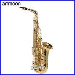 Ammoon bE Alto Saxophone Brass Lacquered Gold E Flat Sax 802 Key Type +Case Hot