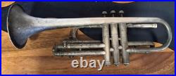 Antique 1915 Floral Engraved Frank Holton Chicago SilverPlated Cornet-For Repair