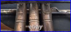 Antique 1915 Floral Engraved Frank Holton Chicago SilverPlated Cornet-For Repair