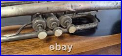 Antique 1915 Floral Engraved Frank Holton Chicago SilverPlated Cornet-For Repair