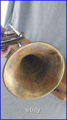 Antique C G Conn Trumpet, Elkhart, Indiana Gold gild plate with case