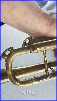 Antique C G Conn Trumpet, Elkhart, Indiana Gold gild plate with case