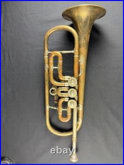 Antique Early SACHS SCHUSTER & Co. MARKNEUKIRCHEN TRUMPET with ROTARY VALVES