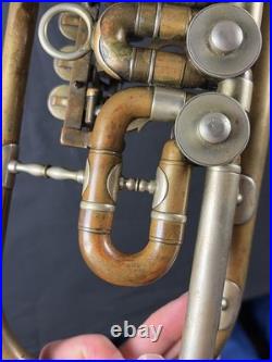 Antique Early SACHS SCHUSTER & Co. MARKNEUKIRCHEN TRUMPET with ROTARY VALVES
