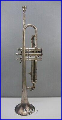 Antique Frank HOLTON Silver Plated Trumpet LLEWELLYN Case 97870 pat Oct 21 1924