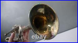 Antique Frank HOLTON Silver Plated Trumpet LLEWELLYN Case 97870 pat Oct 21 1924