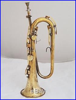 Antique French Keyed Bugle in C by P. DERACHE LUTHIER LYON ca. 1830 Restored