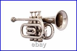Antique beautiful brass nickel finish pocket trumpet gift for him