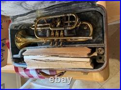 Antoine Courtois Paris Brass Bb Trumpet Cornet with Leblanc Case 1930-1938 #3288