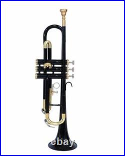 Awesome Black Brass Plated Bb- Flat-trumpet Free Hard Case +mouthpiece