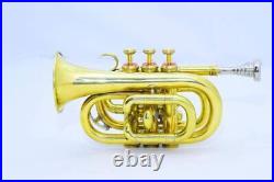 Awesome Chrismass Musical Instruments Brass wind Pocket Trumpet free mp / case