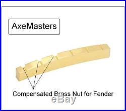 AxeMasters COMPENSATED MALMSTEEN Curved Brass Nut made for Fender Strat Guitar