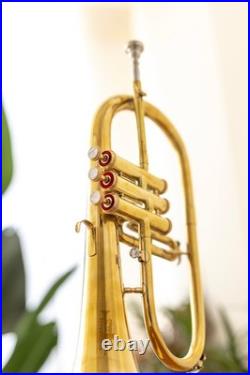 BB FlugelHorn 3 valve Brass With Hard Case and Mouthpiece